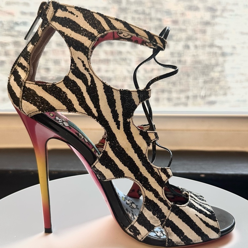 Jimmy Choo Rob Pruitt Diffuse Glitter Zebra Print… - image 6